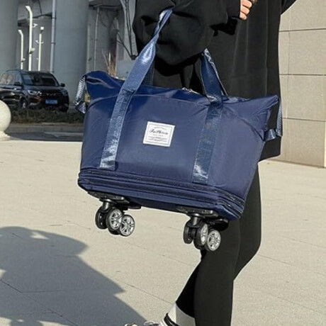 Bolsa Plegable Con Rueditas Para Viaje Azul