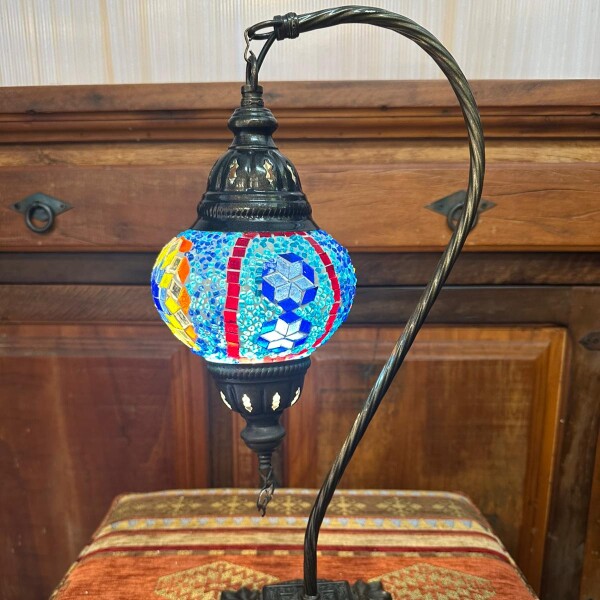 Lámpara vitraux de mesa cuello de cisne multicolor TM12 Modelo 10
