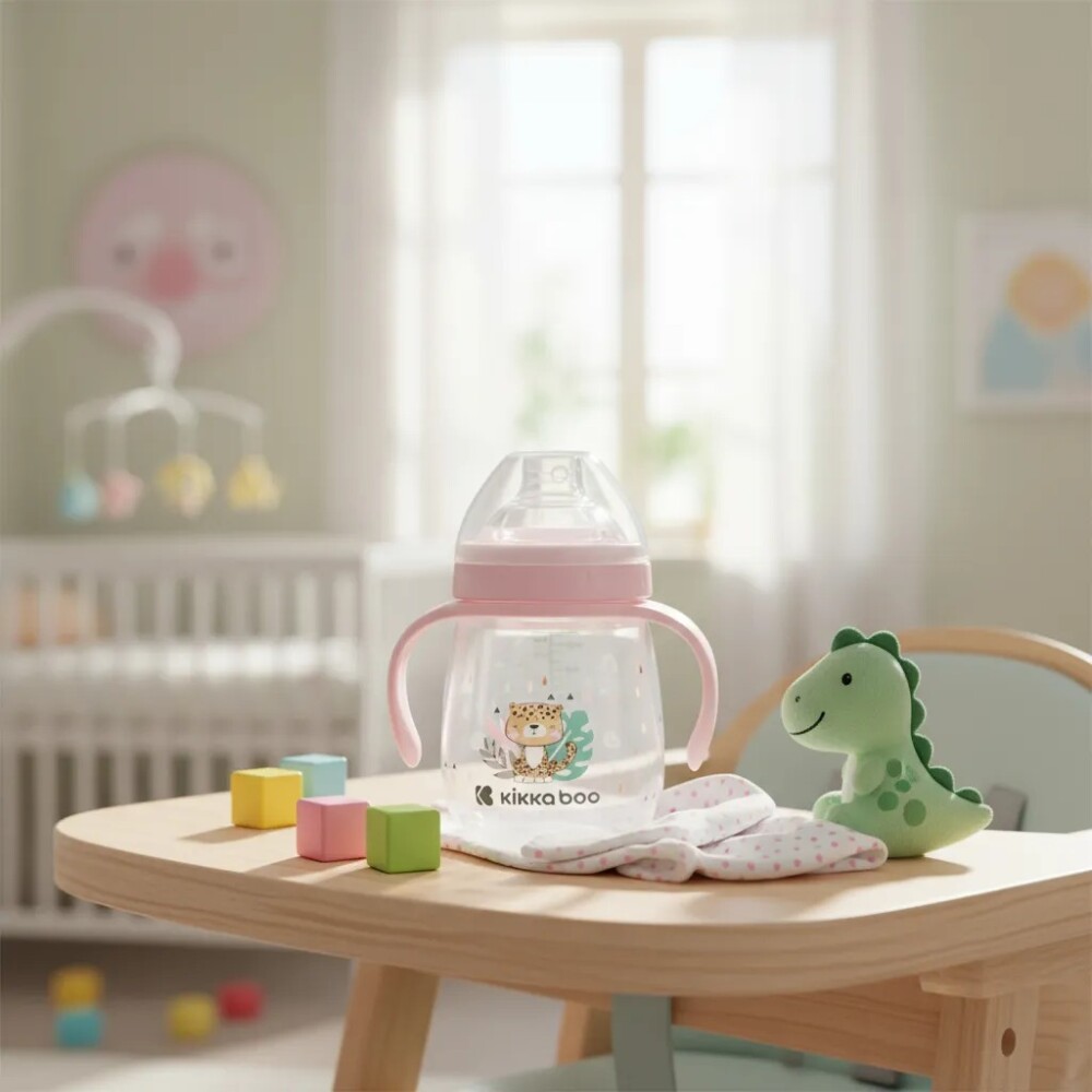Vaso KIKKABOO 6m+ boquilla silicona rosa