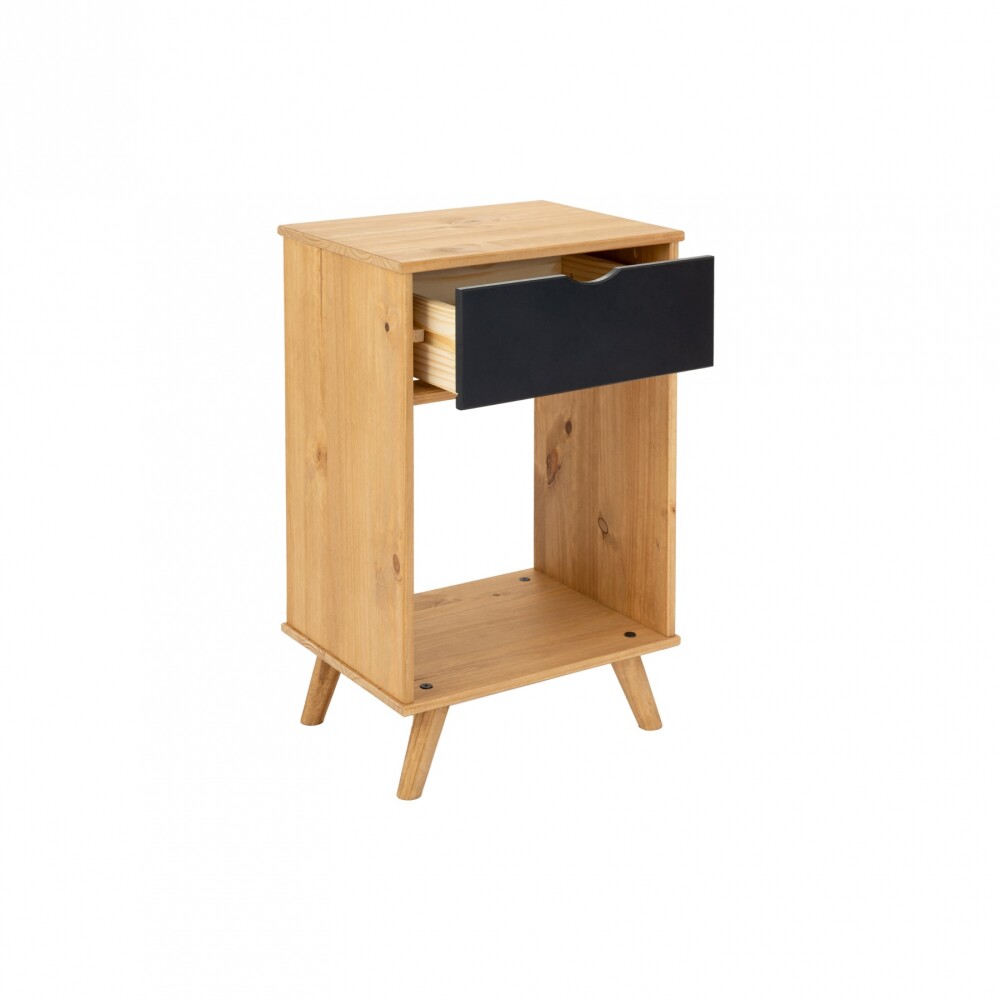 Mesa De Luz 1 Cajon Madera - Linea Dublin - Negro Mesa De Luz 1 Cajon Madera - Linea Dublin - Negro