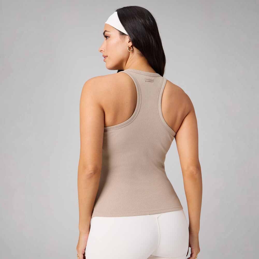Bividi Modal Rib High Neck Built-In Bra Tank Mujer Brutalist Khaki