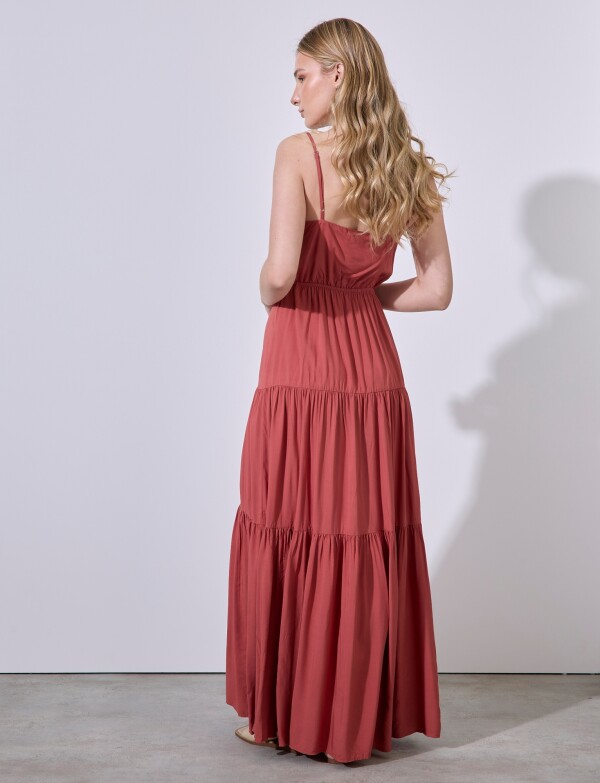 Vestido Maxi Botones BORDEAUX