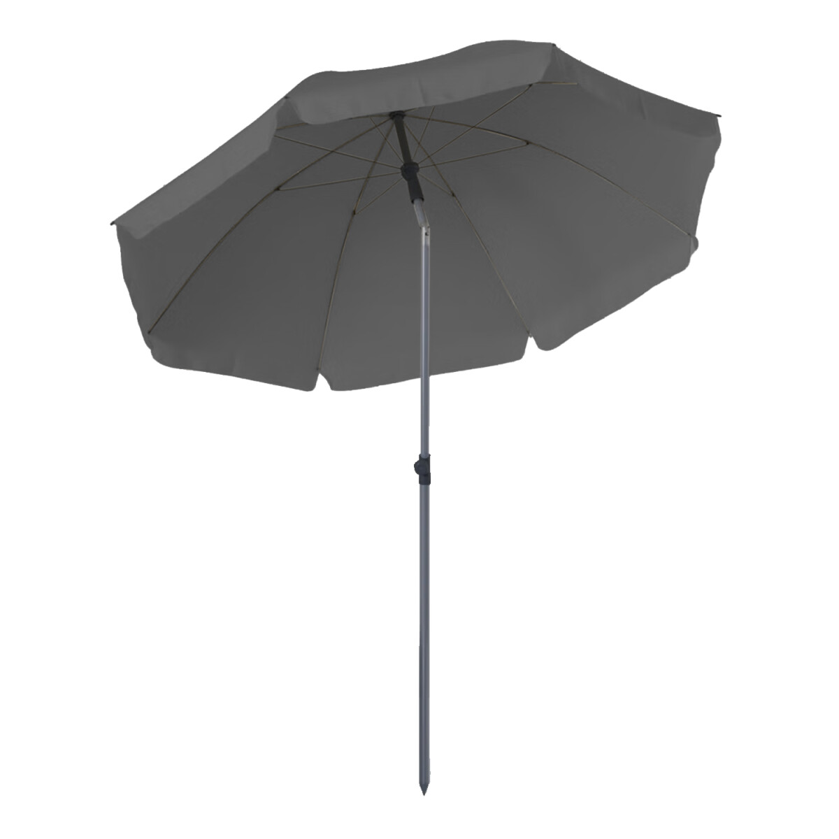 Sombrilla De Playa 2m Reforzada Mástil De Acero Reclinable - Gris 