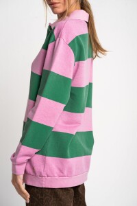 Sweater Polo Rayado Rosa