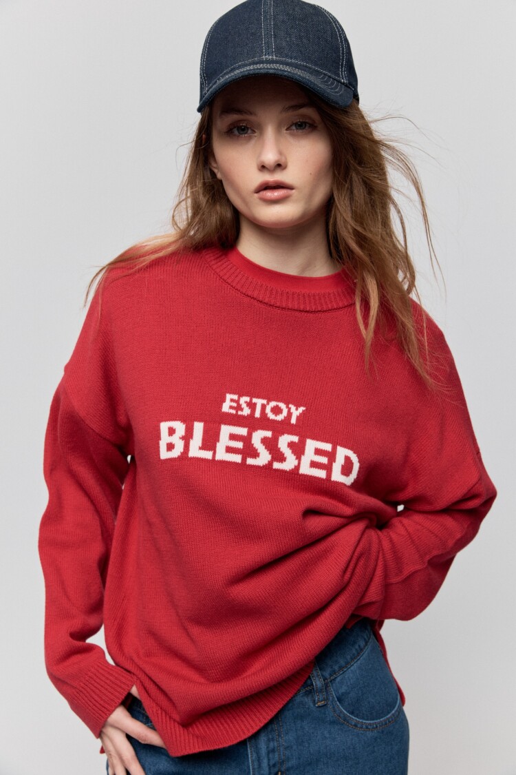 SWEATER BLESSED Rojo
