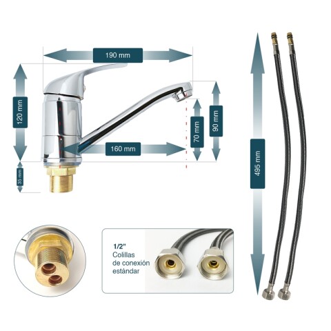 Kit de Cocina Bajo Mesada Pileta Central Mueble Aéreo 3 Puertas y Grifería de Mesada Pico Bajo Kit de Cocina Bajo Mesada Pileta Central Mueble Aéreo 3 Puertas y Grifería de Mesada Pico Bajo