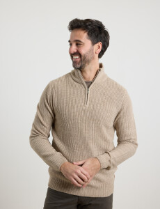 470587 SWEATER PUNTO MEDIO CIERRE HARRY Beige