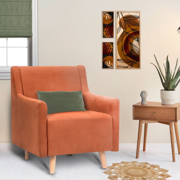 Butaca Sillon Poltrona Durham Tejido Patas Madera NARANJA