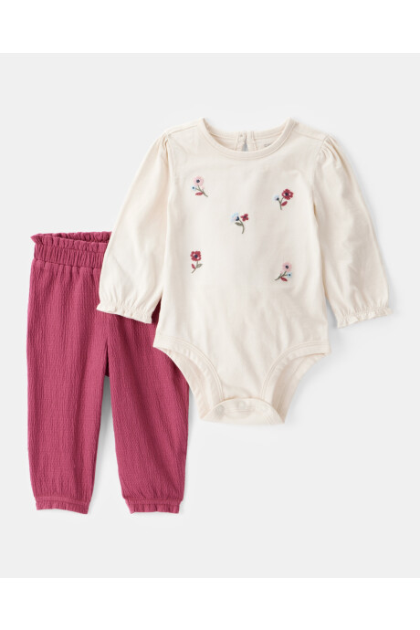 Set dos piezas, pantalón de jersey arrugado y body de algodón Set dos piezas, pantalón de jersey arrugado y body de algodón