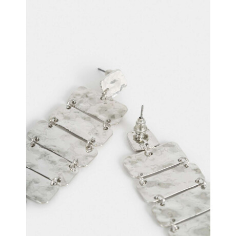 Aros Colgantes Largos Metal diferenciado Plateado Plata Cepillada