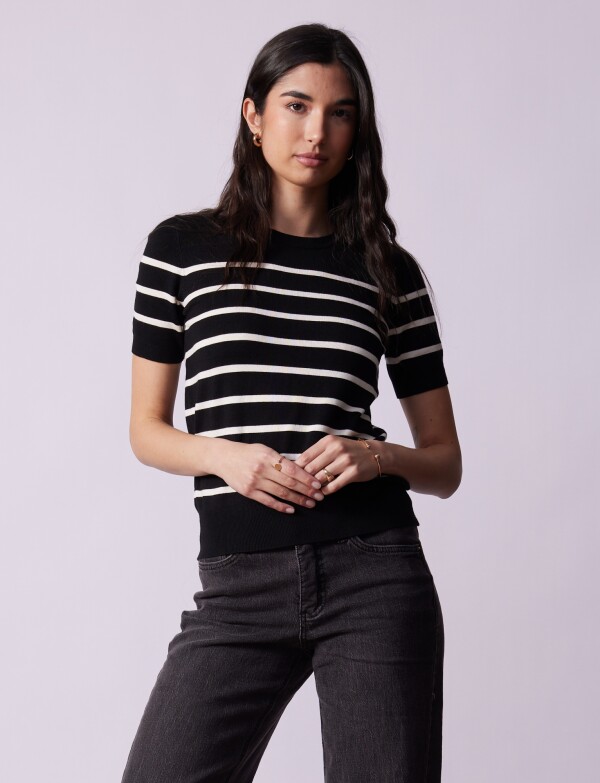 Buzo Lineas NEGRO/BEIGE