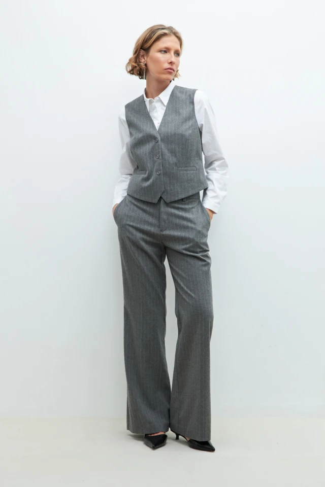 Chaleco sastrero rayado gris