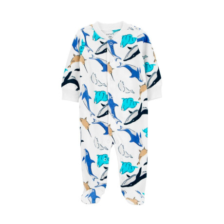 Pijama Carters con Pie Ballena Micropolar 1 Pieza AZUL-BLANCO-NEGRO