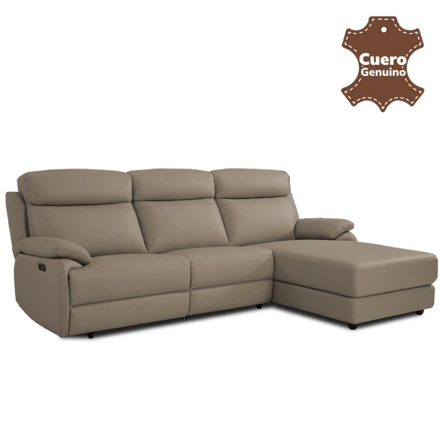 Sofá con chaise - Reclinable - Retráctil con sistema eléctrico - Línea en Cuero Genuino Sofá con chaise - Reclinable - Retráctil con sistema eléctrico - Línea en Cuero Genuino