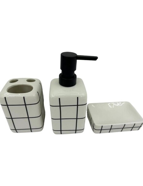SET DE BAÑO 3PZS CUADRICULADO BLANCO/NEGRO SET DE BAÑO 3PZS CUADRICULADO BLANCO/NEGRO