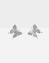 Aros Pasantes Con Mariposas Aros Pasantes Mariposas Strass - Plateado