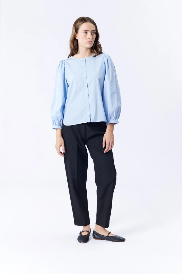 Blusa manga larga con volumen Celeste