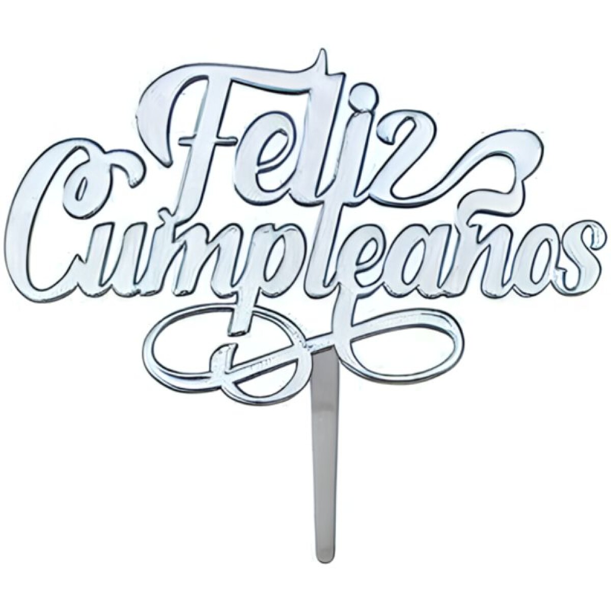 Topping Feliz Cumpleaños de Acrílico - Plateado 