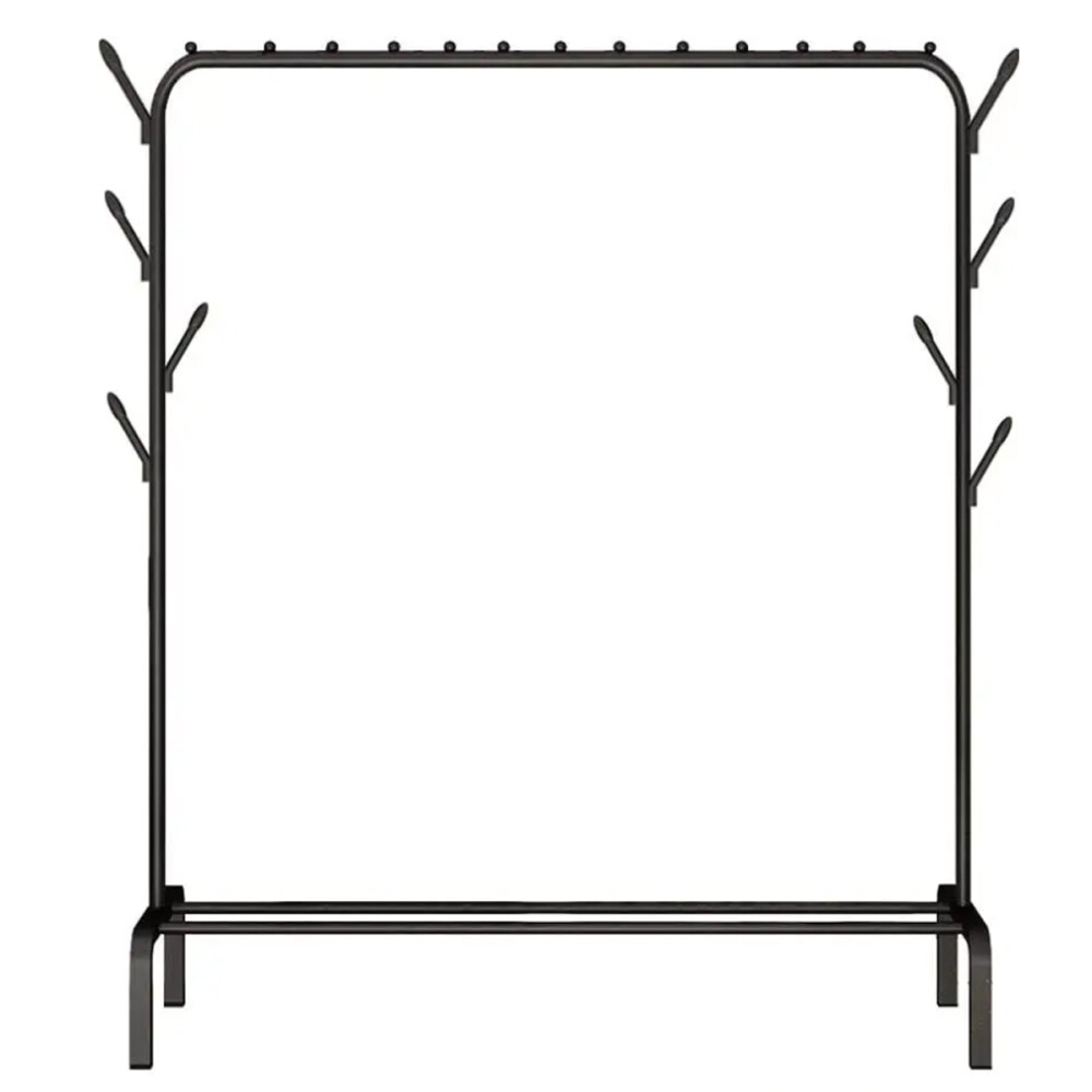 Perchero De Caño Largo Ganchos Y Estante Inferior Negro