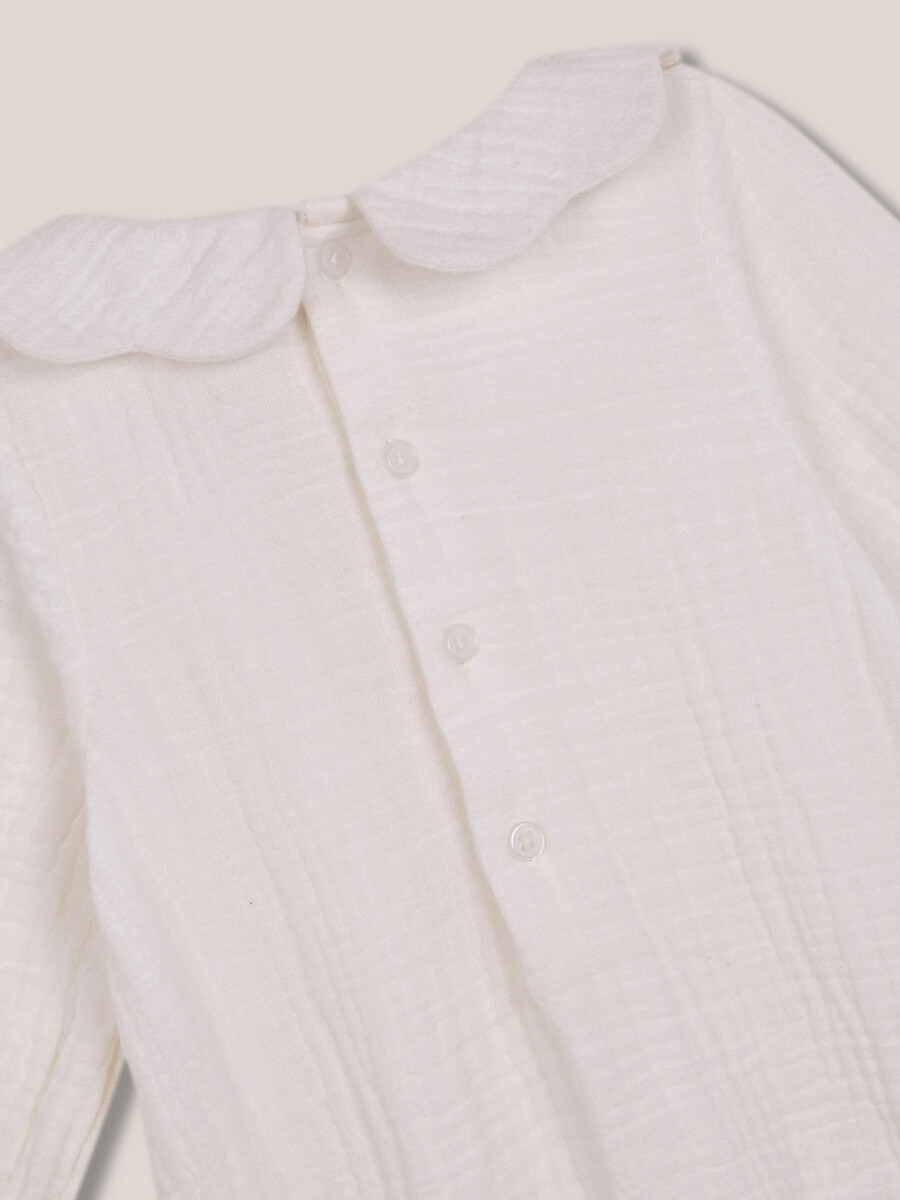 Camisa Body Con Cuello De Ondas Blanco