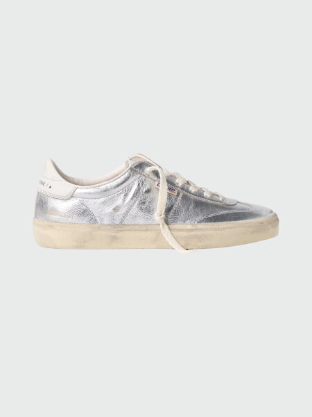 Golden Goose-Championes de cuero acordonados, Soul star Plateado