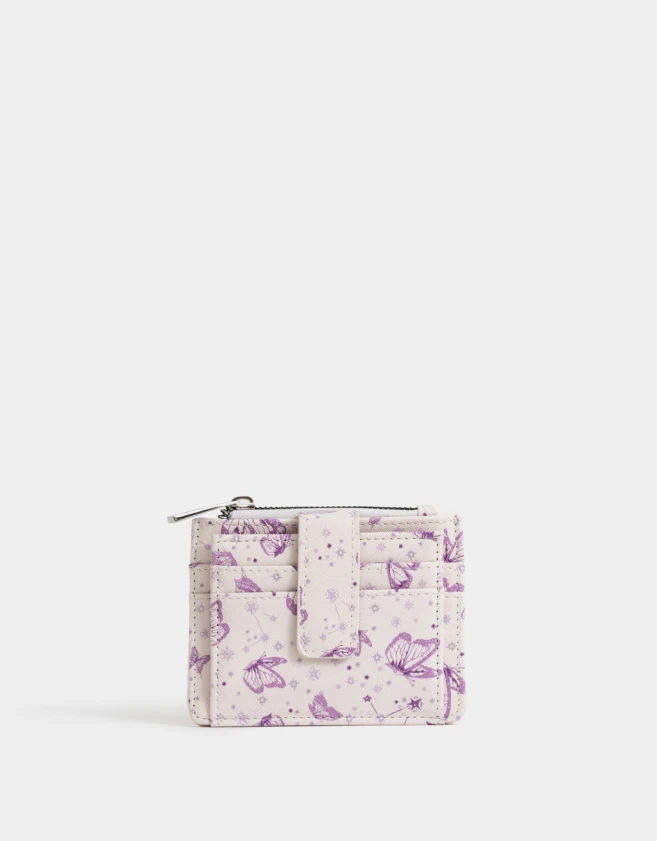 Tarjeteros Estampados Tarjetero Cuerina Con Bolsillos - Blanco Crudo