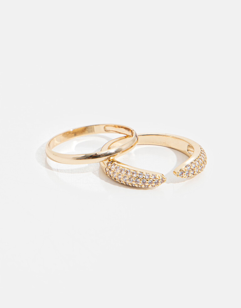 Sets Anillos Strass Set De Anilos Con Cubic - Dorado