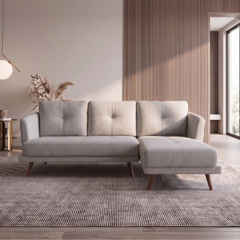 Sofá Con Chaise Triunfo - 3 Cuerpos Beige - Izquierdo