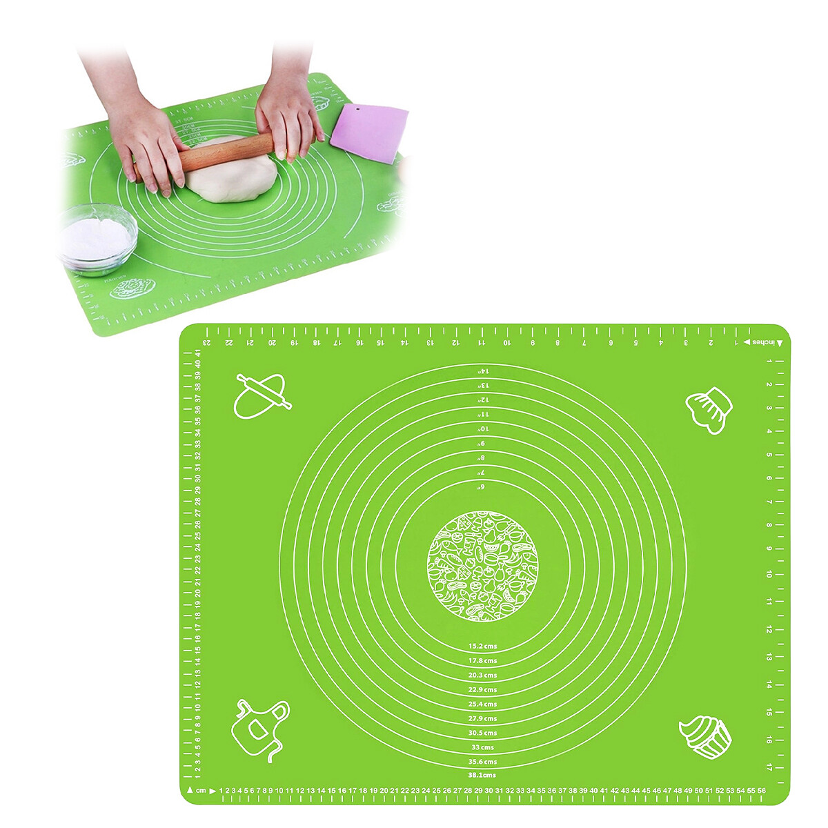 Alfombra De Silicona Para Repostería Pasteleria Con Medidas - Color Variante Verde 