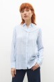 Camisa rayada oversize celeste melange