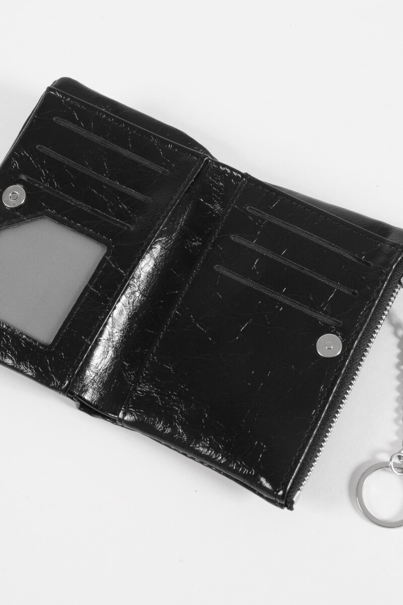 Billetera tarjetero doble cierre negro