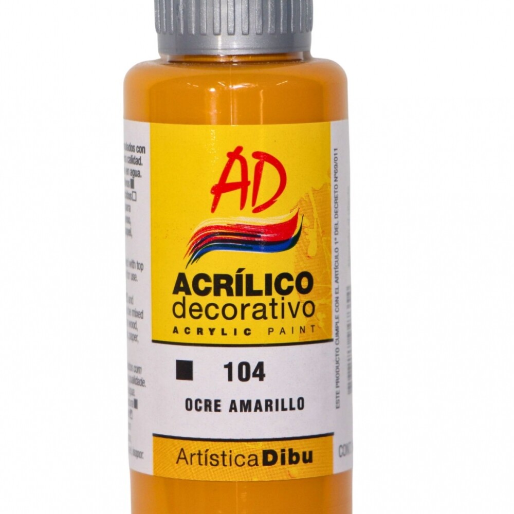 PINTURA ACRILICA ARTISTICA DIBU 60 ML. DIFERENTES COLORES COLOR OCRE AMARILLO 104