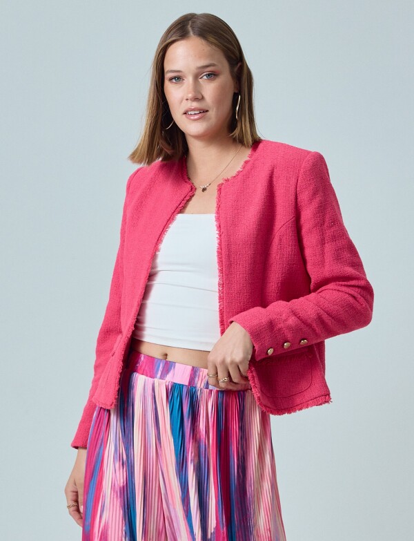 Chaqueta Tweed Crop FUCSIA