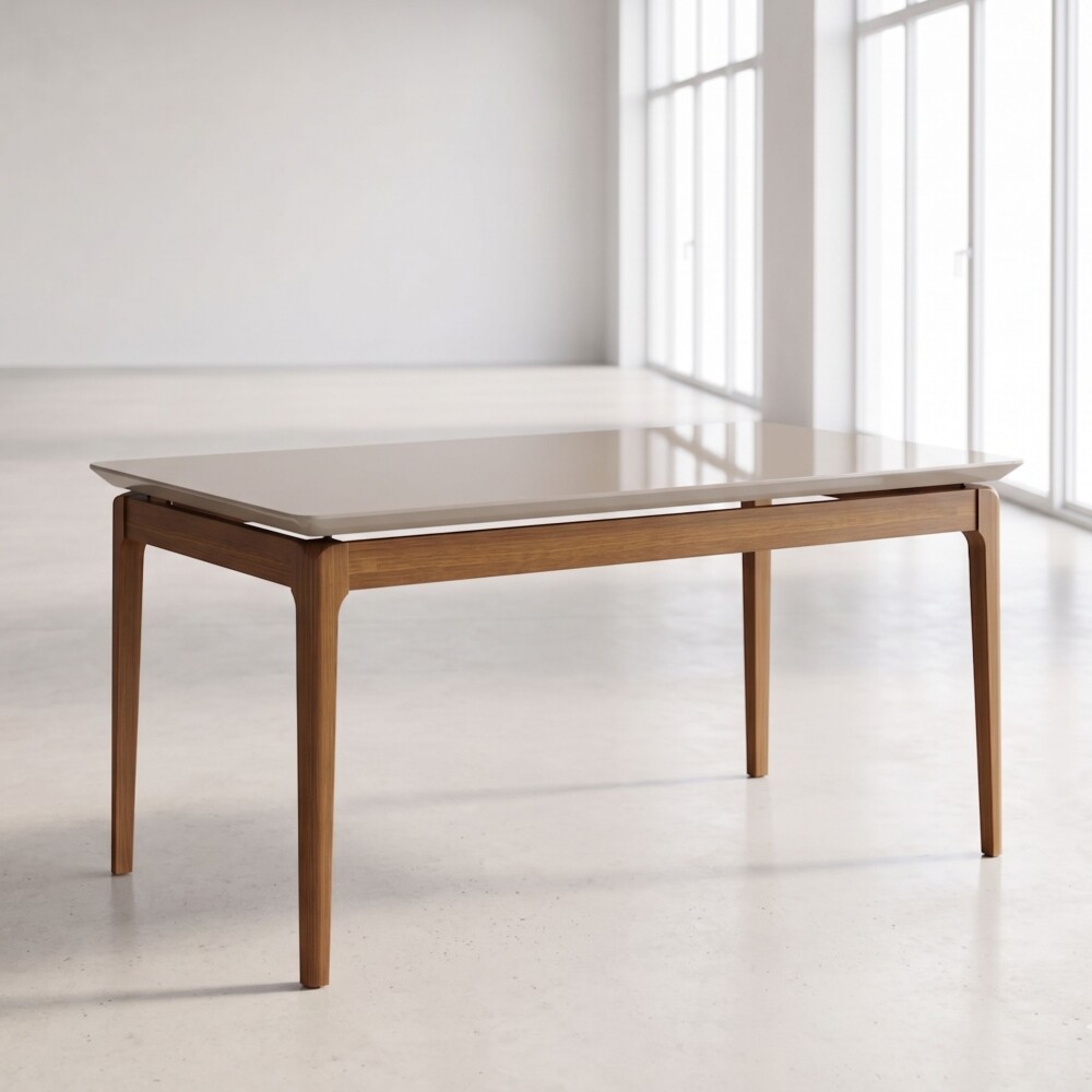 Mesa de Comedor Wind Línea Manhattan Vidrio - Blanco/Natural Mesa de Comedor Wind Línea Manhattan Vidrio - Blanco/Natural