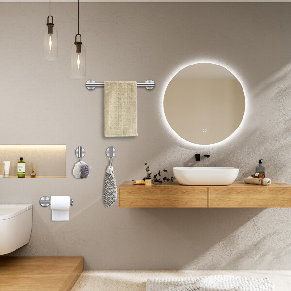 Set De Accesorios Para Baño Juego 5 Piezas Acero Inoxidable IMBACK Color Plateado Set De Accesorios Para Baño Juego 5 Piezas Acero Inoxidable IMBACK Color Plateado