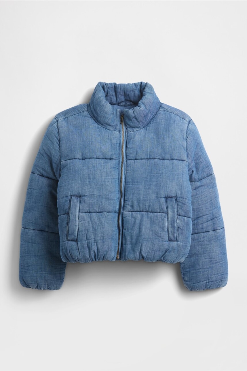 Campera De Jean Puffer Niña Medium Wash