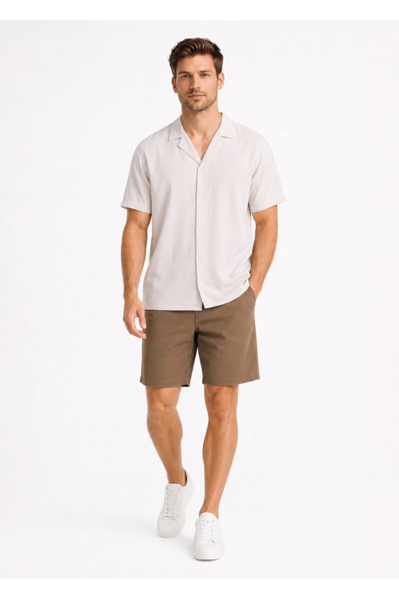 Camisa Arrow Lino Cotton Manga Corta BEIGE