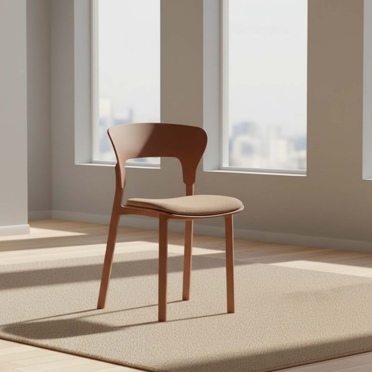 SILLA DE COMEDOR - POLIPROPILENO NATURAL-BEIGE NÓRDICA TAPIZADA 