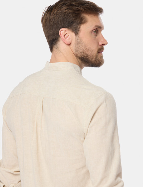CAMISA DE LINO CUELLO MAO Beige