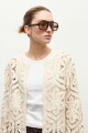Chaqueta tejida crochet beige claro