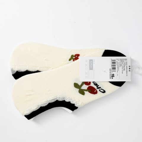 CALCETINES BAJOS DE MUJER CON BLOQUES DE COLOR CEREZA (2 PARES/BLANCO) CALCETINES BAJOS DE MUJER CON BLOQUES DE COLOR CEREZA (2 PARES/BLANCO)