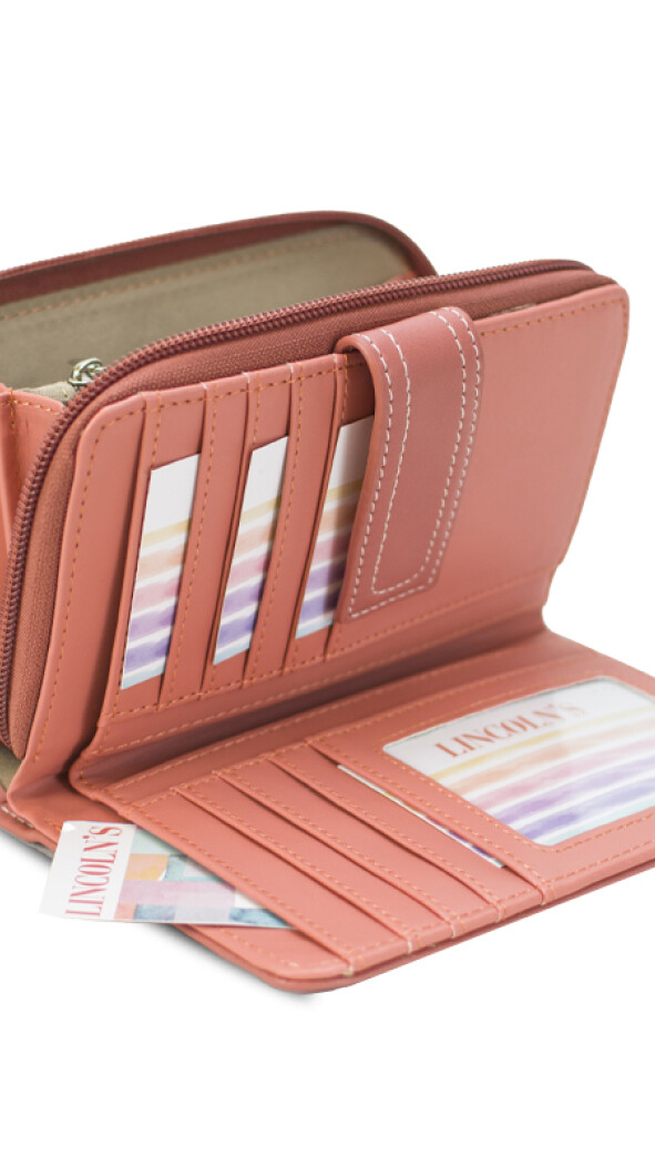 BILLETERA AGNES ZIGZAG CRUDO Y CORAL