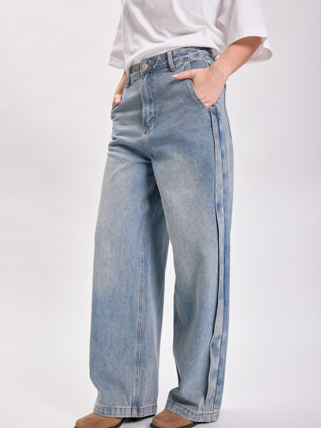 Pantalón jean detalle onda Azul Medio