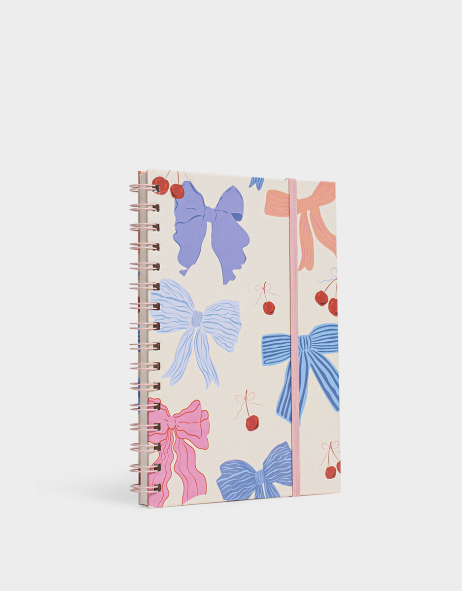 Cuaderno A5 Estampado Moños Y Cherries 