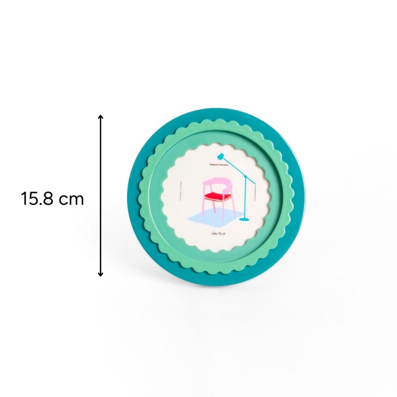 Portaretrato circular de madera Glossy Verde