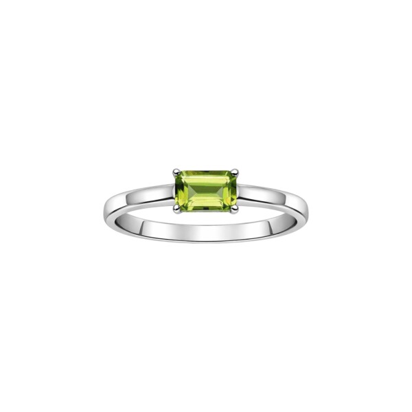 Anillo Cuadrado-Plata rodinada-Piedra Peridoto-AN2023 conpiedra