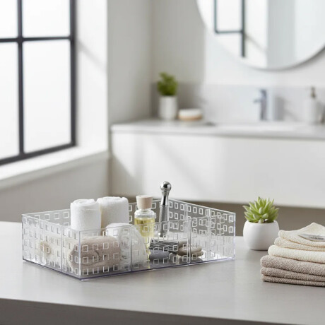 Caja Organizadora Apilable Quadratta Símil Cristal 23x16x8Cm Transparente