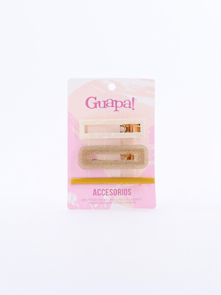 SET BROCHES RECTÁNGULO DORADO