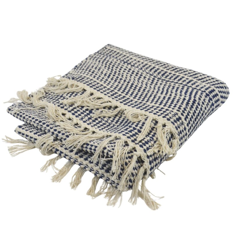 Alfombra con flecos 69x114cm AZUL Y NATURAL