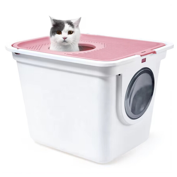 Baño Cerrado Sanitario De Gato Arenero Entrada Superior Color Variante Rosa